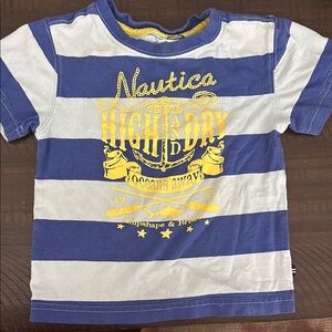 Nautica Blue and White Striped Short Sleeve Tee